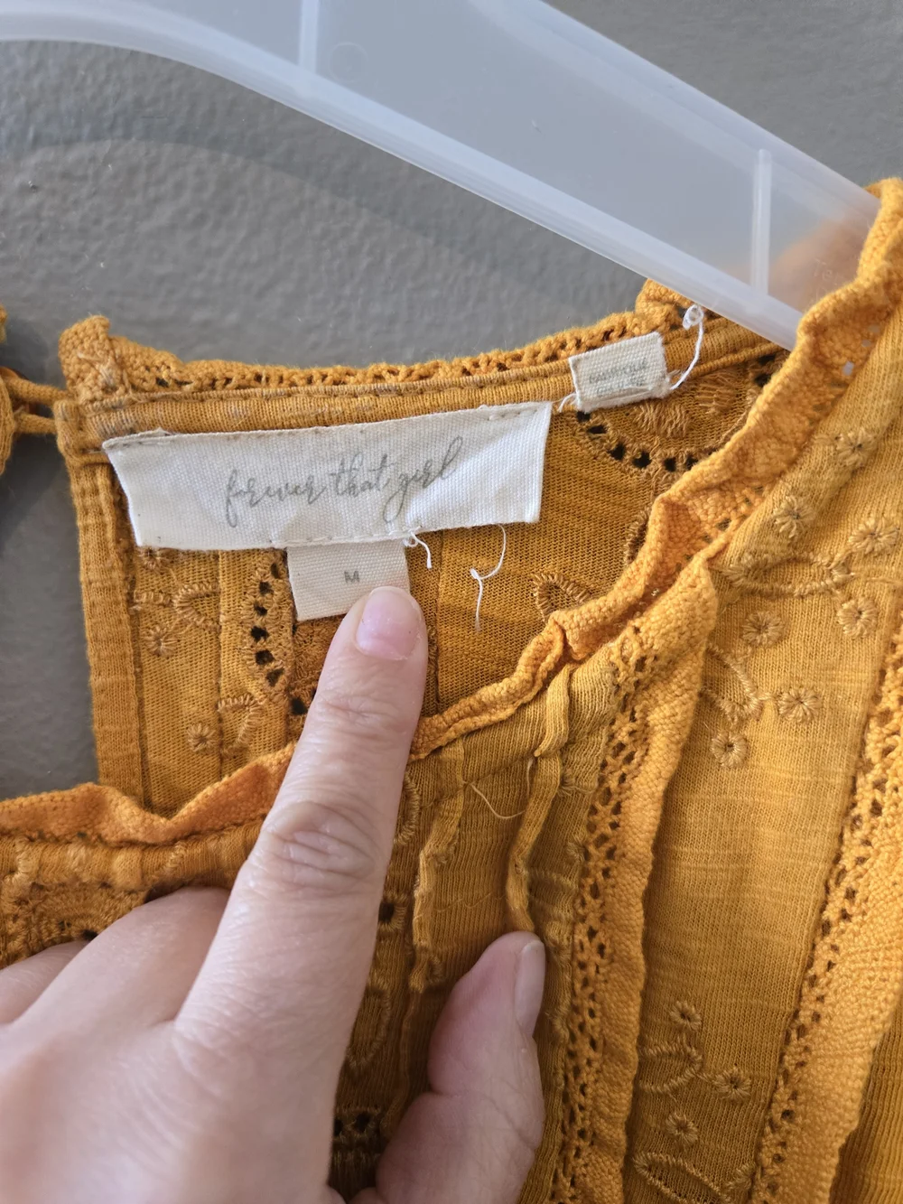 Anthropologie Boho Eyelet Pintuck Top - Mustard Yellow - Picture 4 of 4